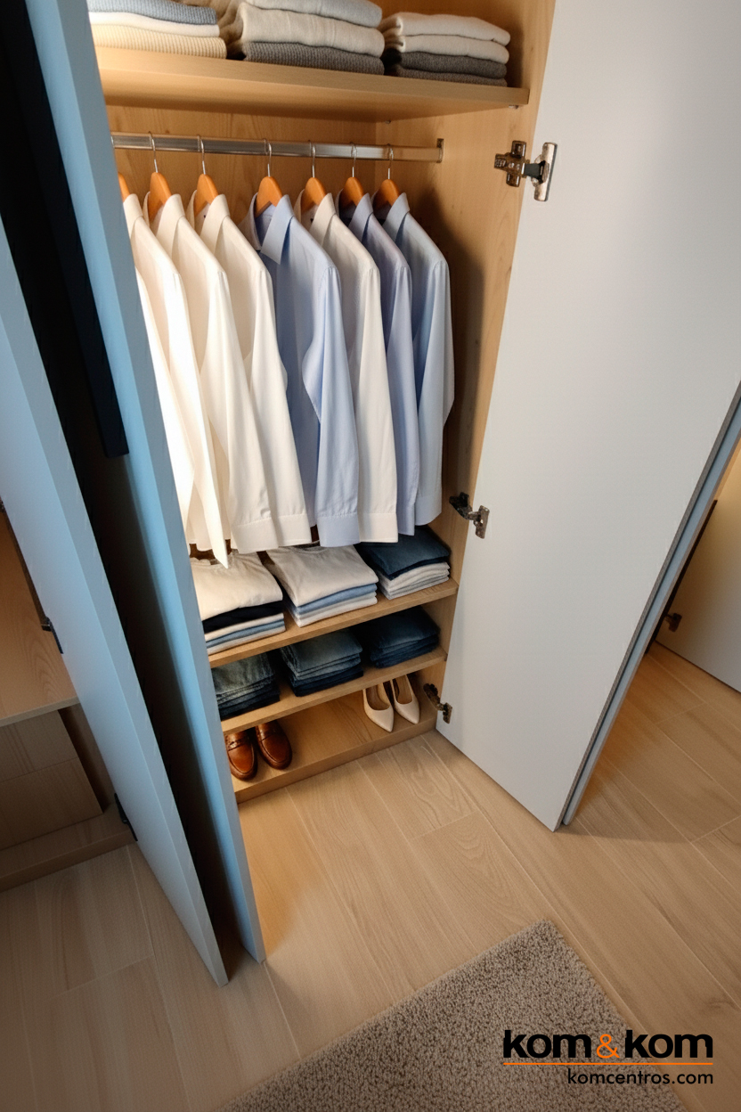 Ropa bien distribuida en interior de un armario hecho a medida..